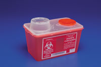 Sharps Container Monoject™ Red Base 17-7/10 H X 6-3/4 W X 10-1/2 D Inch Vertical Entry 3.5 Gallon (1/EA 10/CS) by Cardinal  ID 8881676434